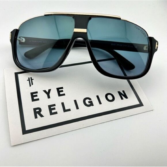 Tom Ford Black and Gold 335 Eliott Aviator Sunglasses - Picture 1 of 2